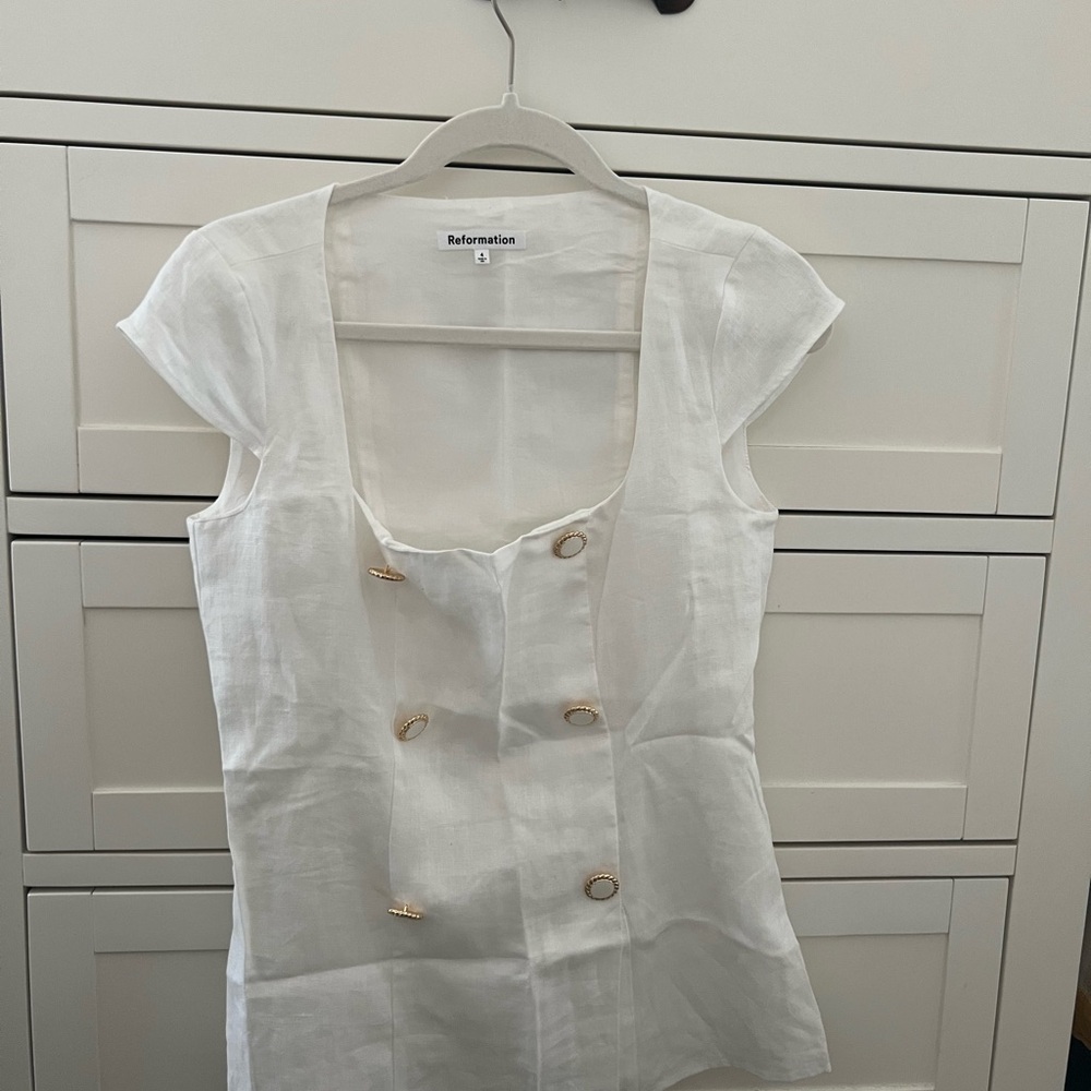 Reformation Ivory Cap Sleeve Blouse